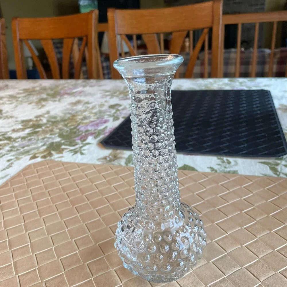 Vintage E. O. Brody Hobnail Clear Glass Bud Vase 7 1/2